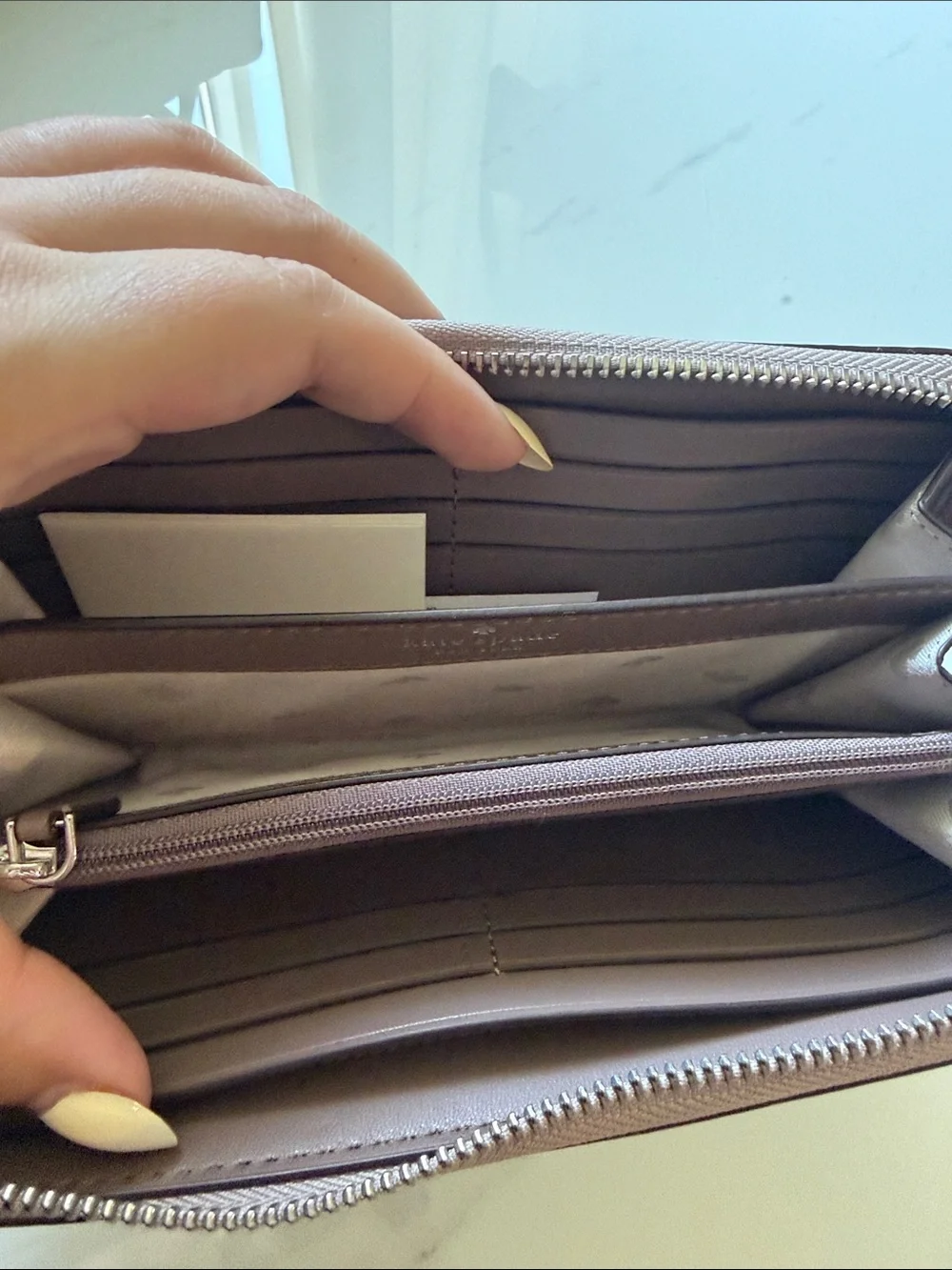 kate spade Beige and Brown Patterned Zip Wallet